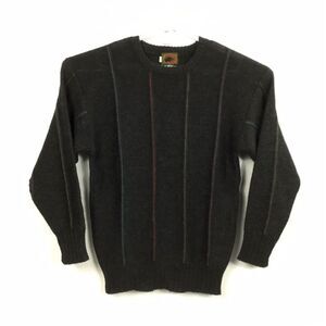 Boston Traders Sweater Mens Size L Heavy 100% Wool Black Blue Stripes Pullover‎